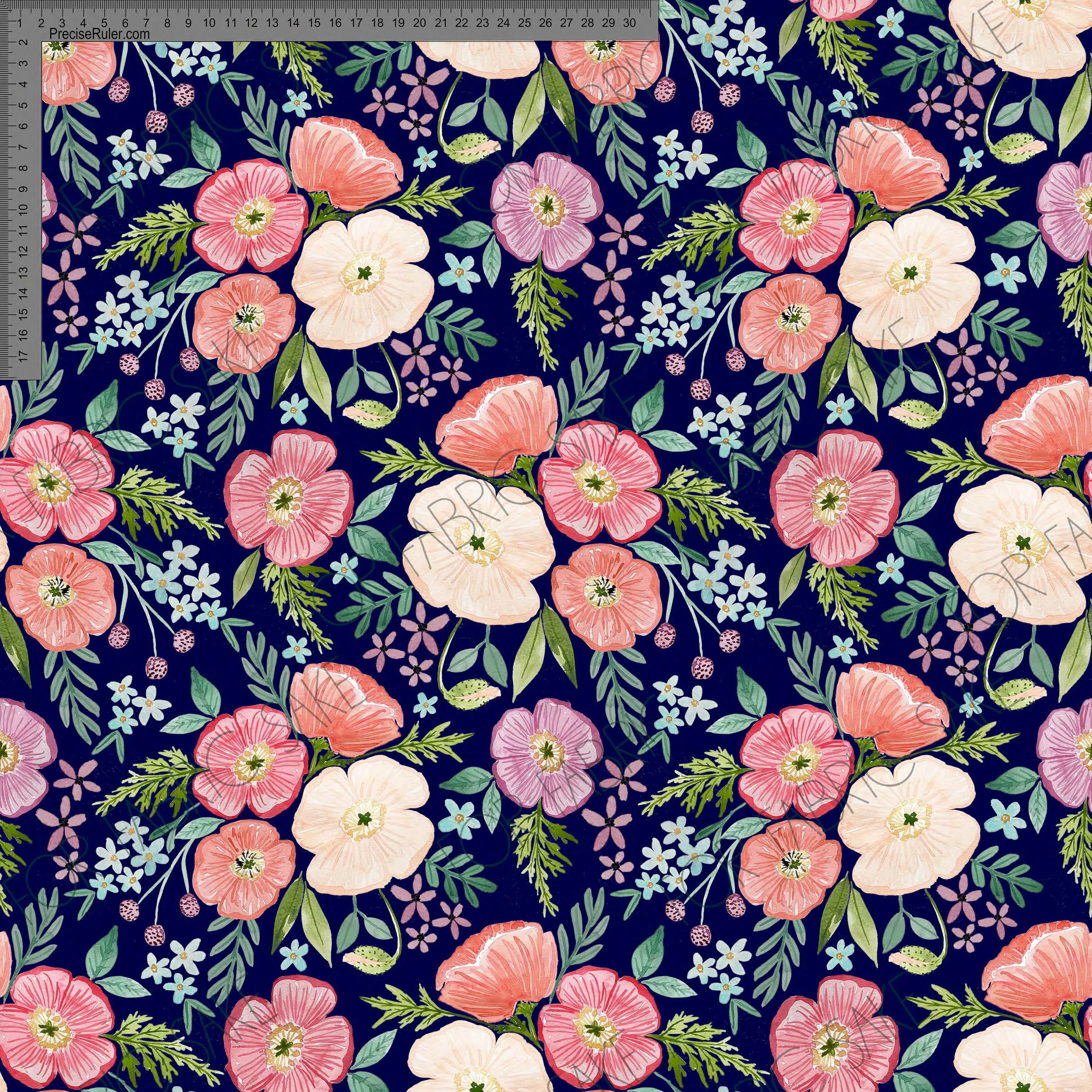 Poppy on Navy- Wolf & Rabbit - Custom Pre-order