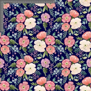 Poppy on Navy- Wolf & Rabbit - Custom Pre-order