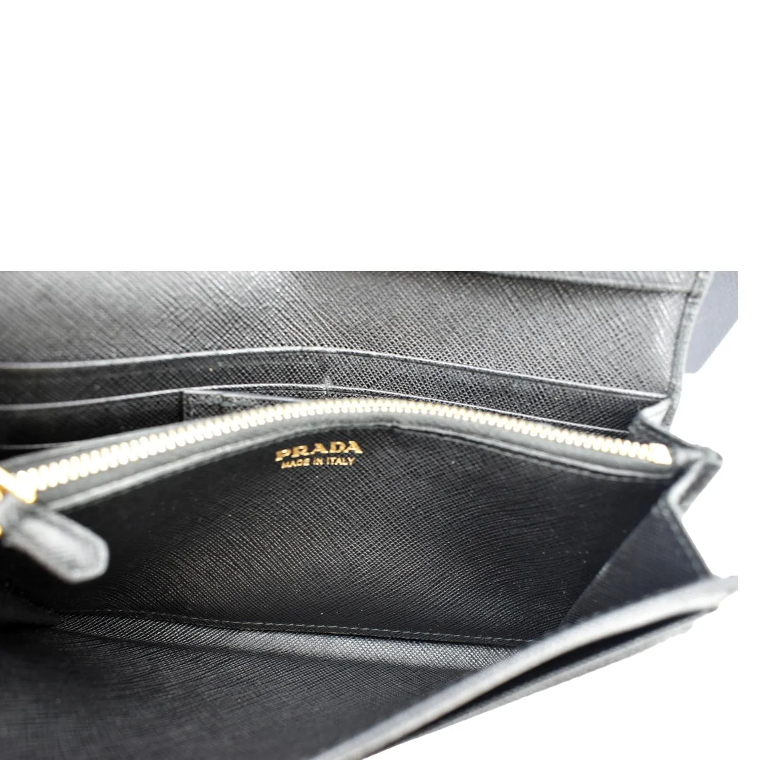 PRADA Bow Saffiano Leather Wallet Black