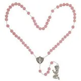 Praying Girl Pink Flower Cord Rosary