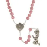 Praying Girl Pink Flower Cord Rosary