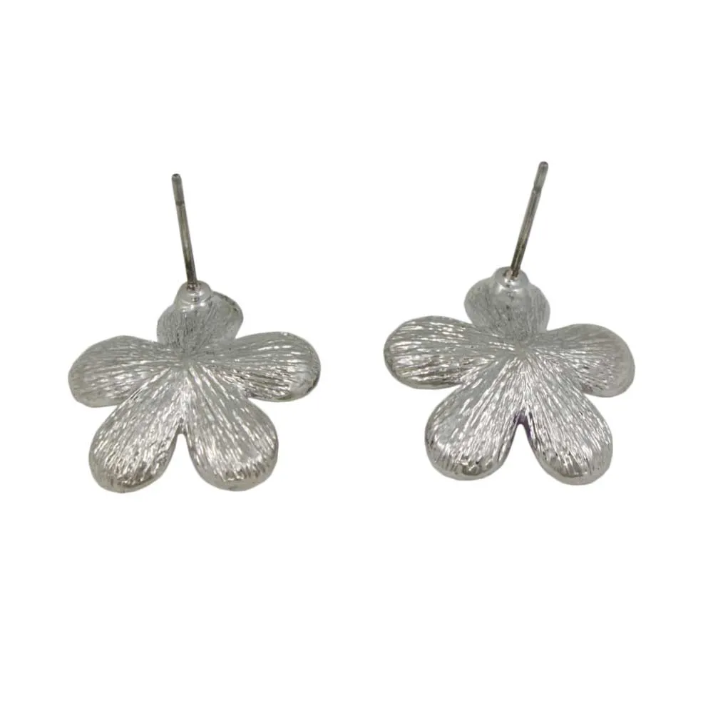 Purple Enamel Daisy with Crystal Center Pierced Earring - PRL178E