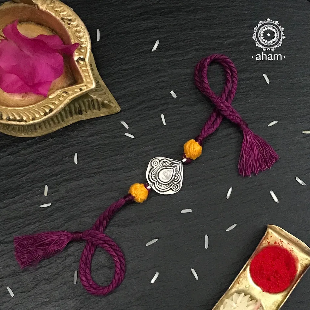 Purple Leaf Silver Rakhi