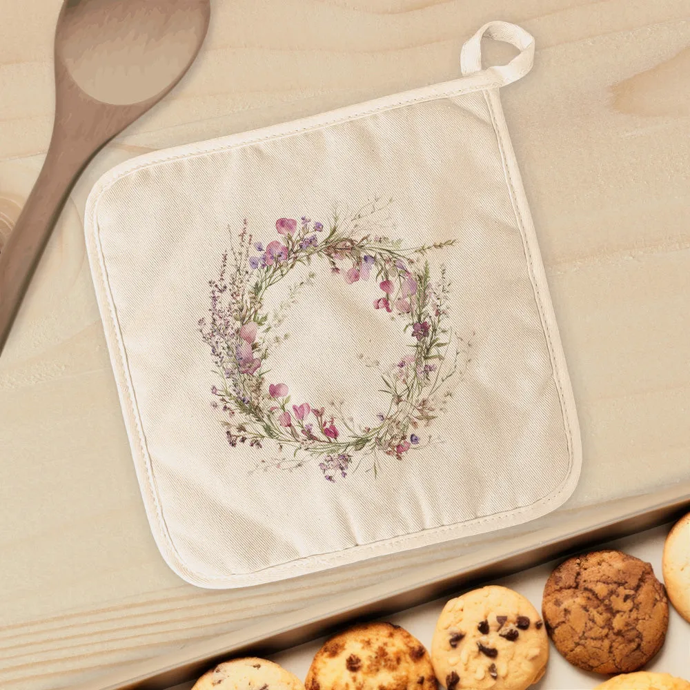 Purple Spring Wreath - Cotton Pot Holder