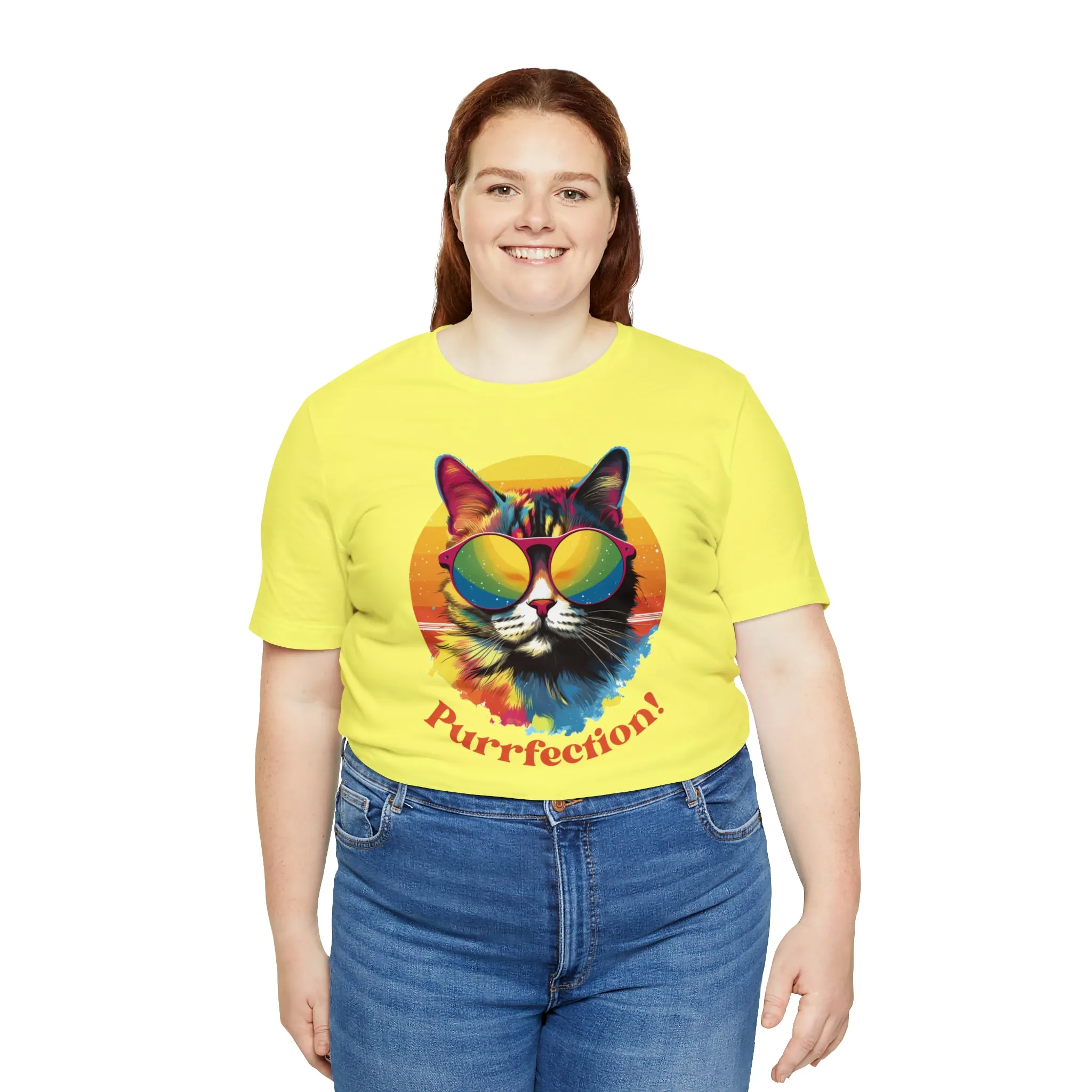 Purrfect Artistic Cat T-Shirt | Colorful Cat Tee |  Bella Canvas 3001 Unisex | Short Sleeve Tshirt