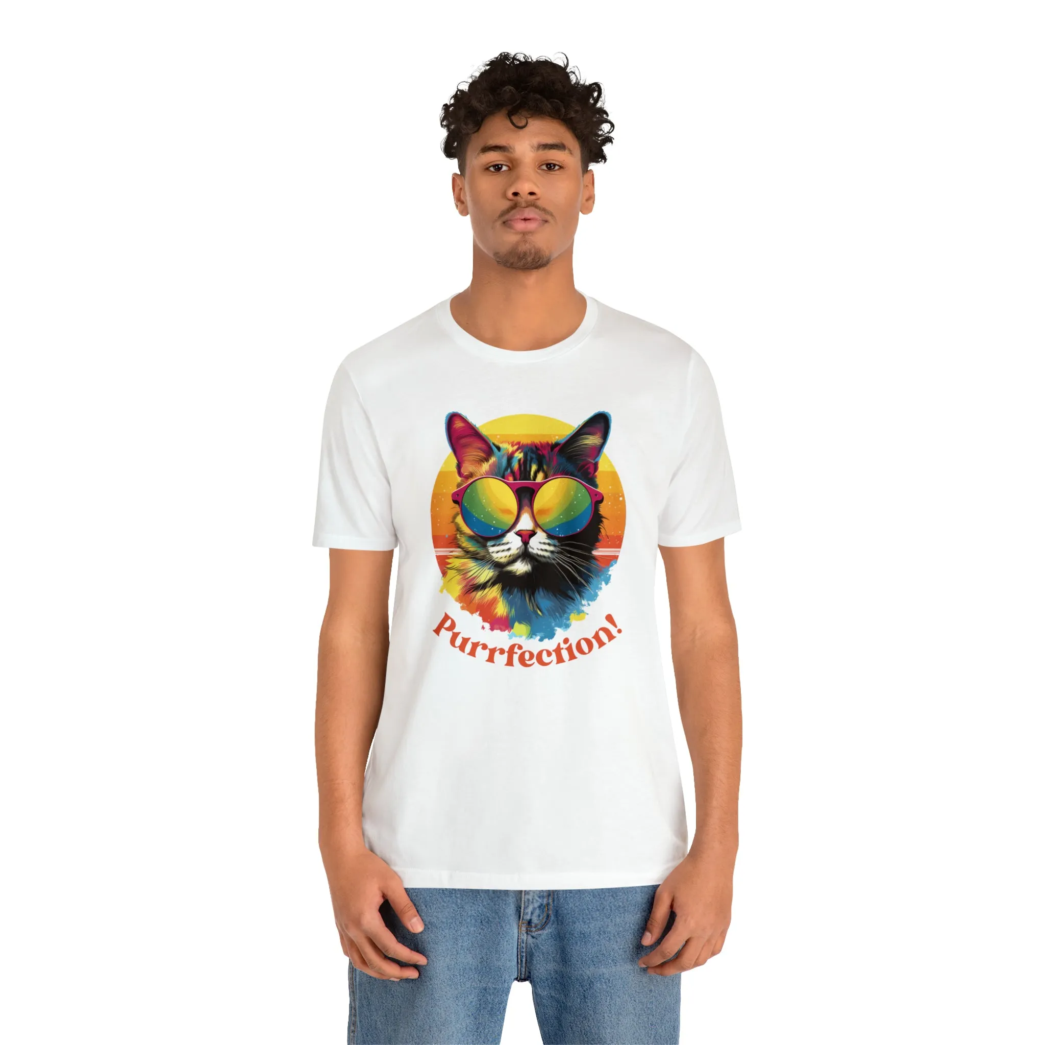 Purrfect Artistic Cat T-Shirt | Colorful Cat Tee |  Bella Canvas 3001 Unisex | Short Sleeve Tshirt