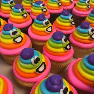 Rainbow Emoji Cupcakes