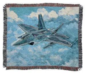 Raptor F-22 Painting Woven Blanket Throw