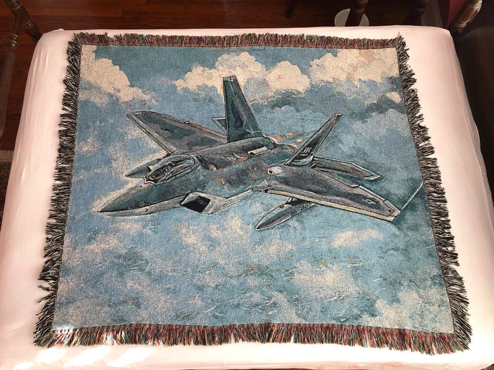 Raptor F-22 Painting Woven Blanket Throw