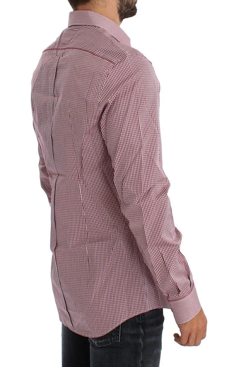 Red Checkered GOLD Slim Fit Dress Shirt