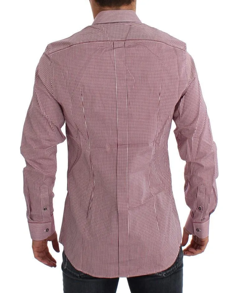 Red Checkered GOLD Slim Fit Dress Shirt
