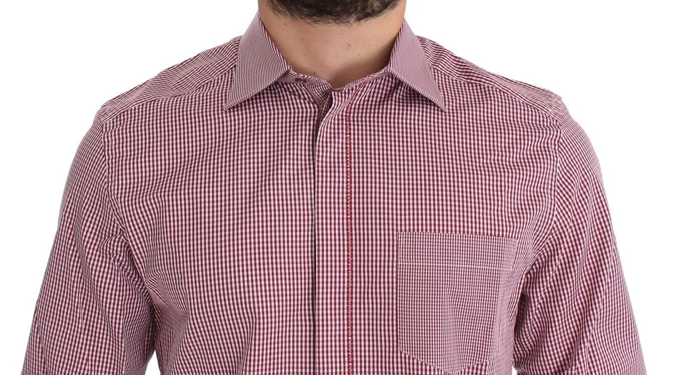 Red Checkered GOLD Slim Fit Dress Shirt