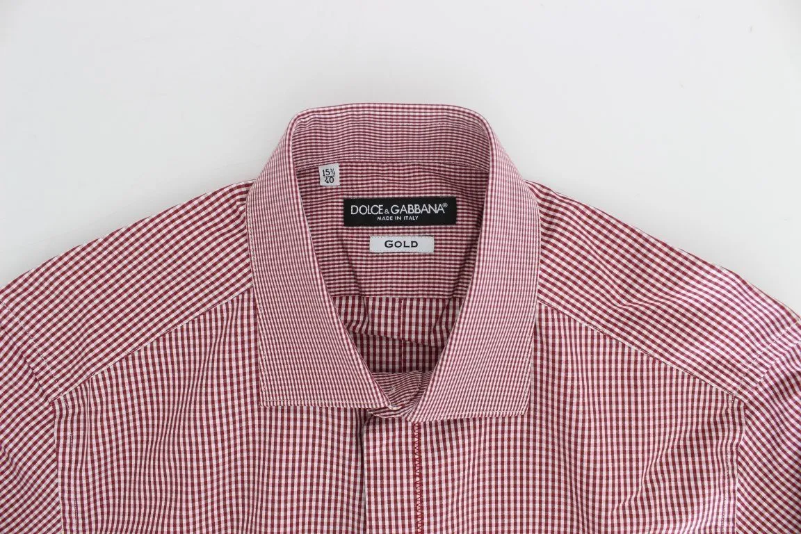 Red Checkered GOLD Slim Fit Dress Shirt