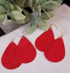 Red Cork Teardrop Earrings