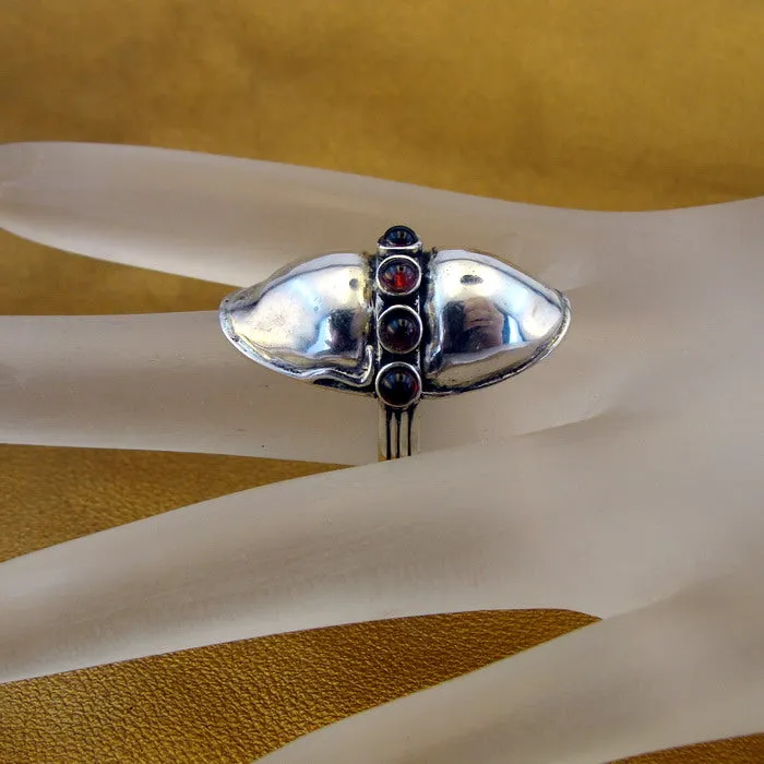 Red Garnet 925 Sterling Silver Ring size 7,7.5 Handmade Hadar Designers (H) SALE