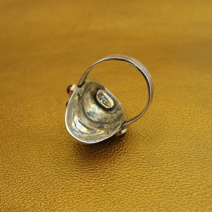 Red Garnet 925 Sterling Silver Ring size 7,7.5 Handmade Hadar Designers (H) SALE