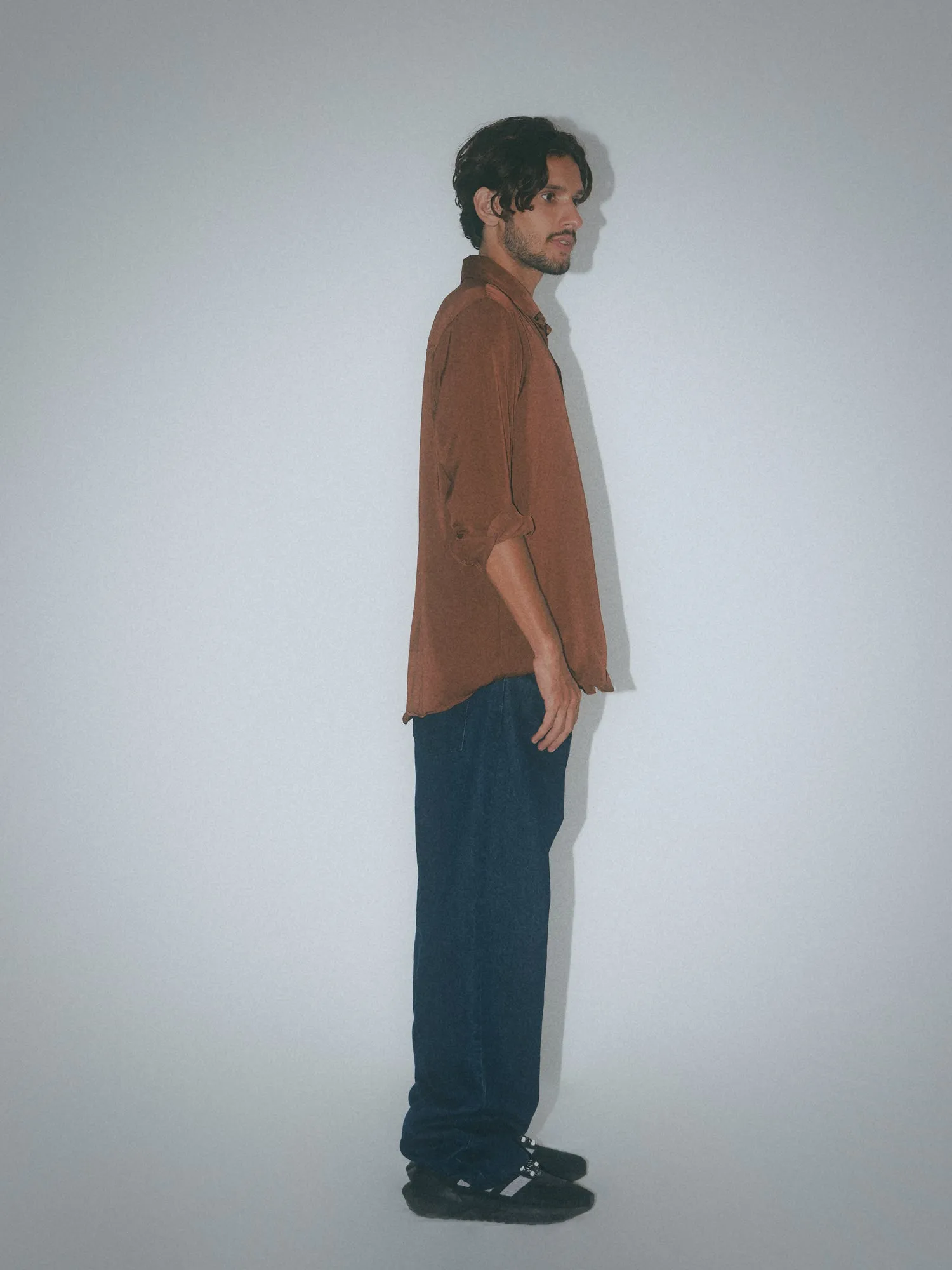Regular collar detailed polyester shirt