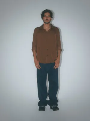 Regular collar detailed polyester shirt