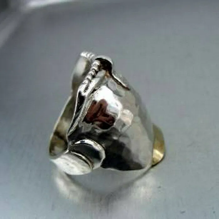 Ring  925 Silver 9k Yellow Gold size 8,8.5 Handmade Hadar Designers (H) SALE