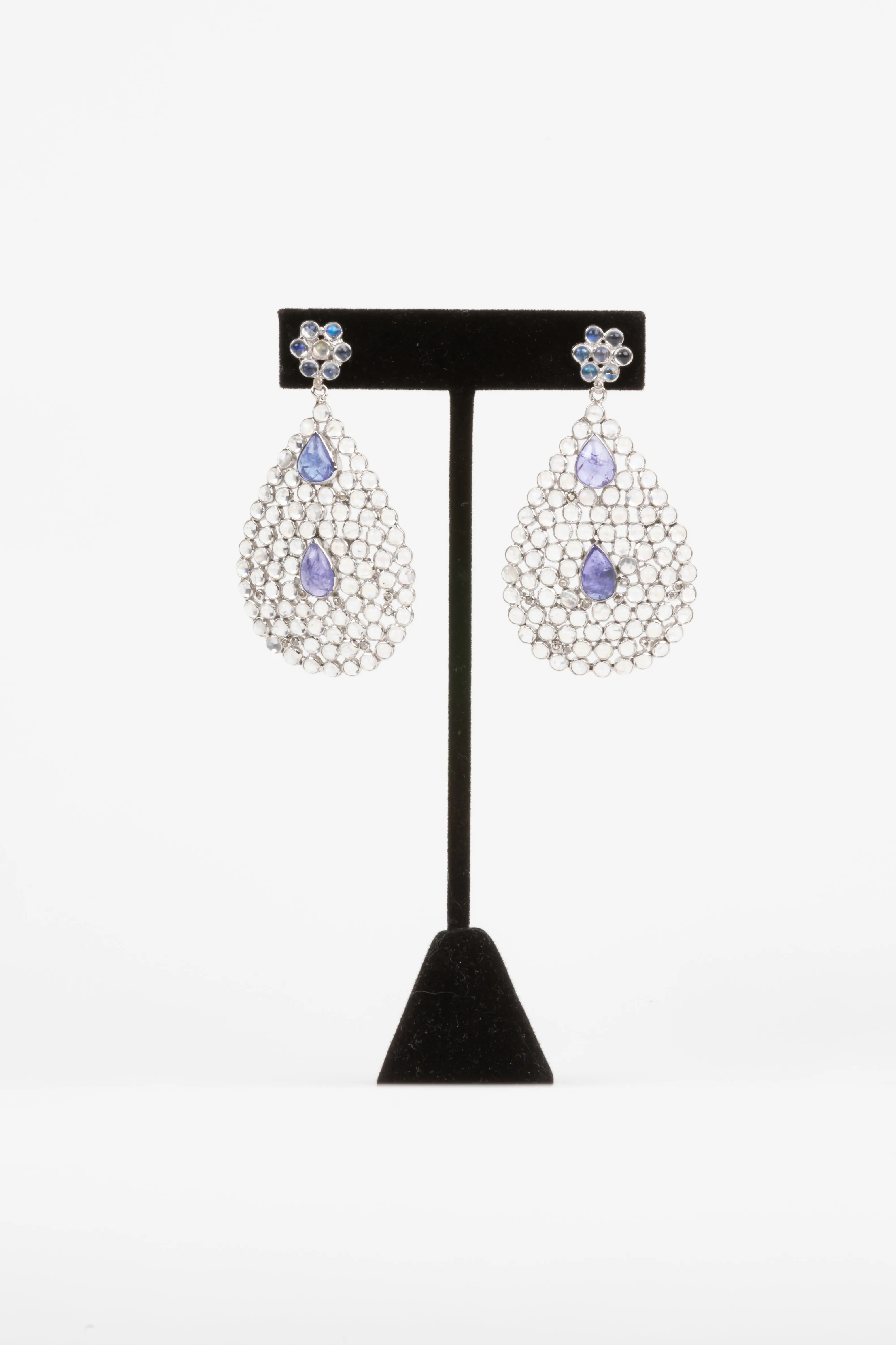 Rock Crystal, Tanzanite Earrings