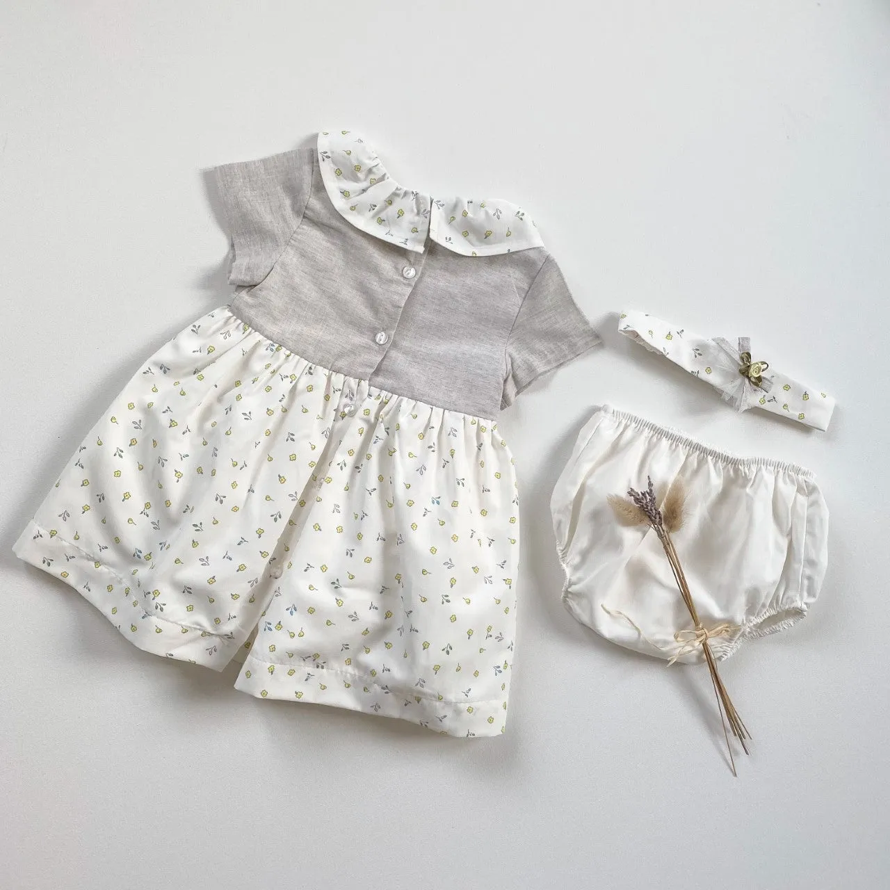 Romy Grey & Yellow Ditsy Set