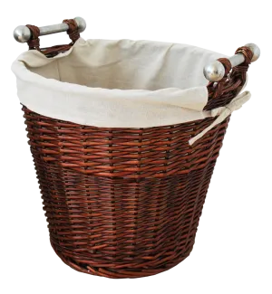 Round Honey Wicker Basket, Jute Liner & Alu Handles