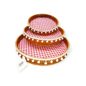 Round Wicker Plastic Woven Basket Set of 3