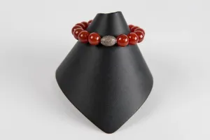 Rust agate with pave diamond bead