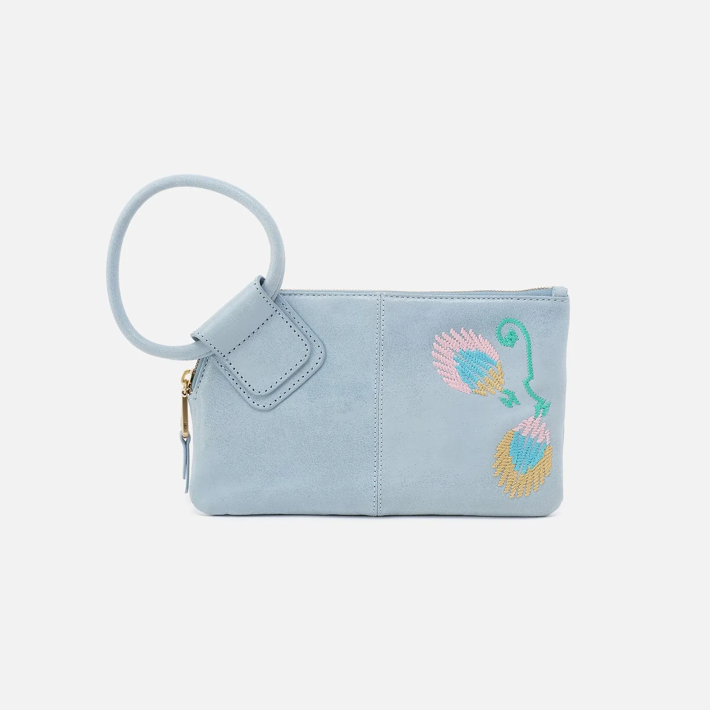 Sable Wristlet In Buffed Leather - Sky