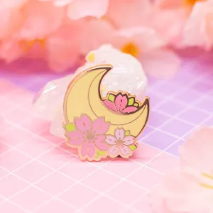 Sakura Season - cherry blossom moon enamel pin