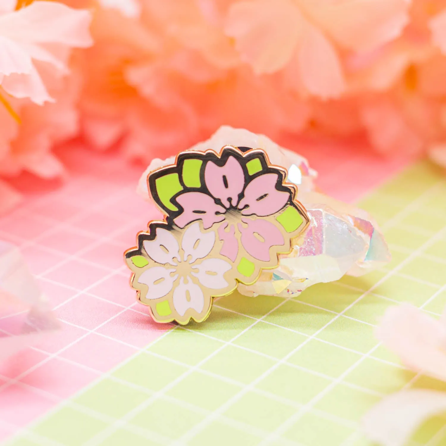 Sakura Season - double cherry blossom enamel pin