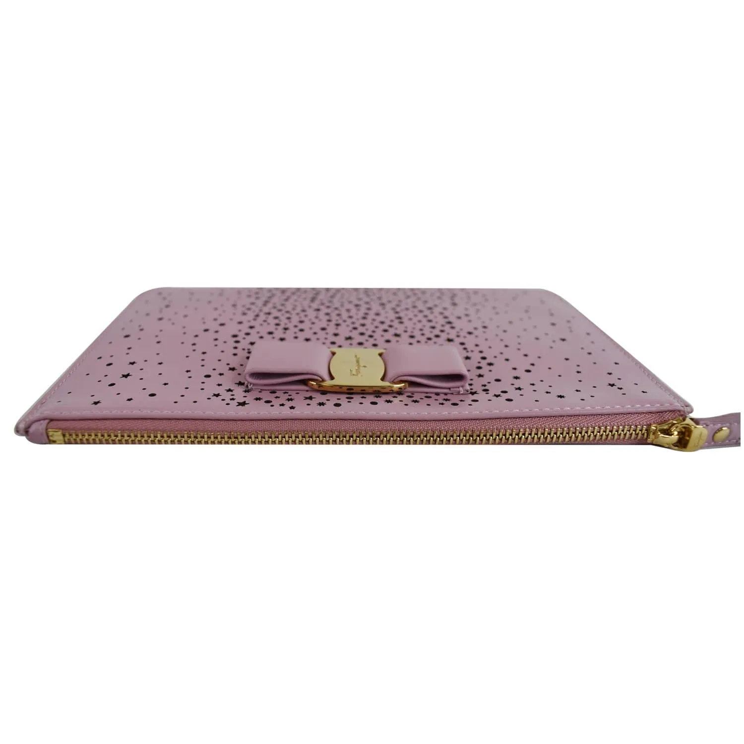 SALVATORE FERRAGAMO Vara Twinkle Wristlet Pouch Pink