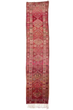 'Sanguine' Vintage Turkish Rug - 2'8'' x 12'3''