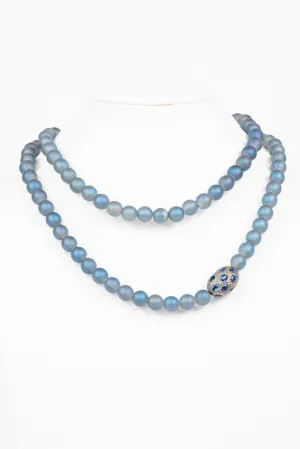 Sapphire, White Topaz, Frosted Quartz Necklace