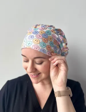 Scrub Hat - Colorful Smiley Faces