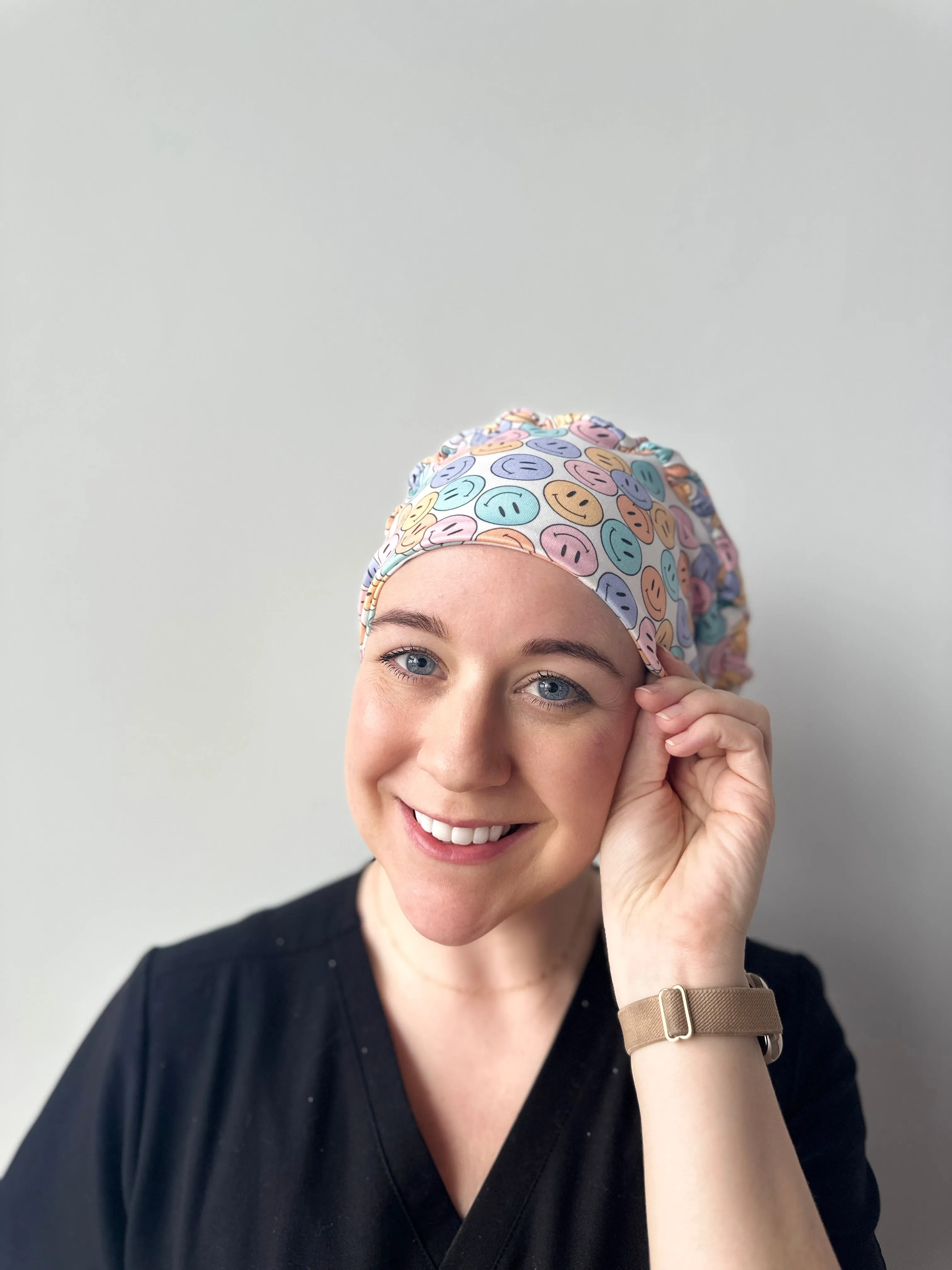 Scrub Hat - Colorful Smiley Faces