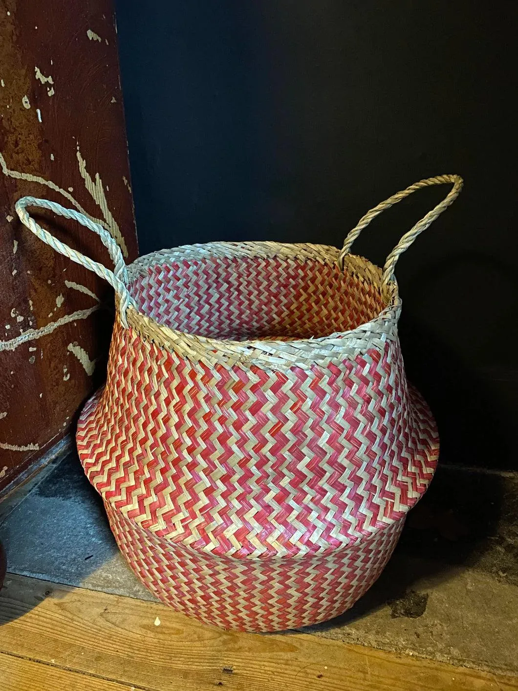 Seagrass Rattan Basket (XL) - Red