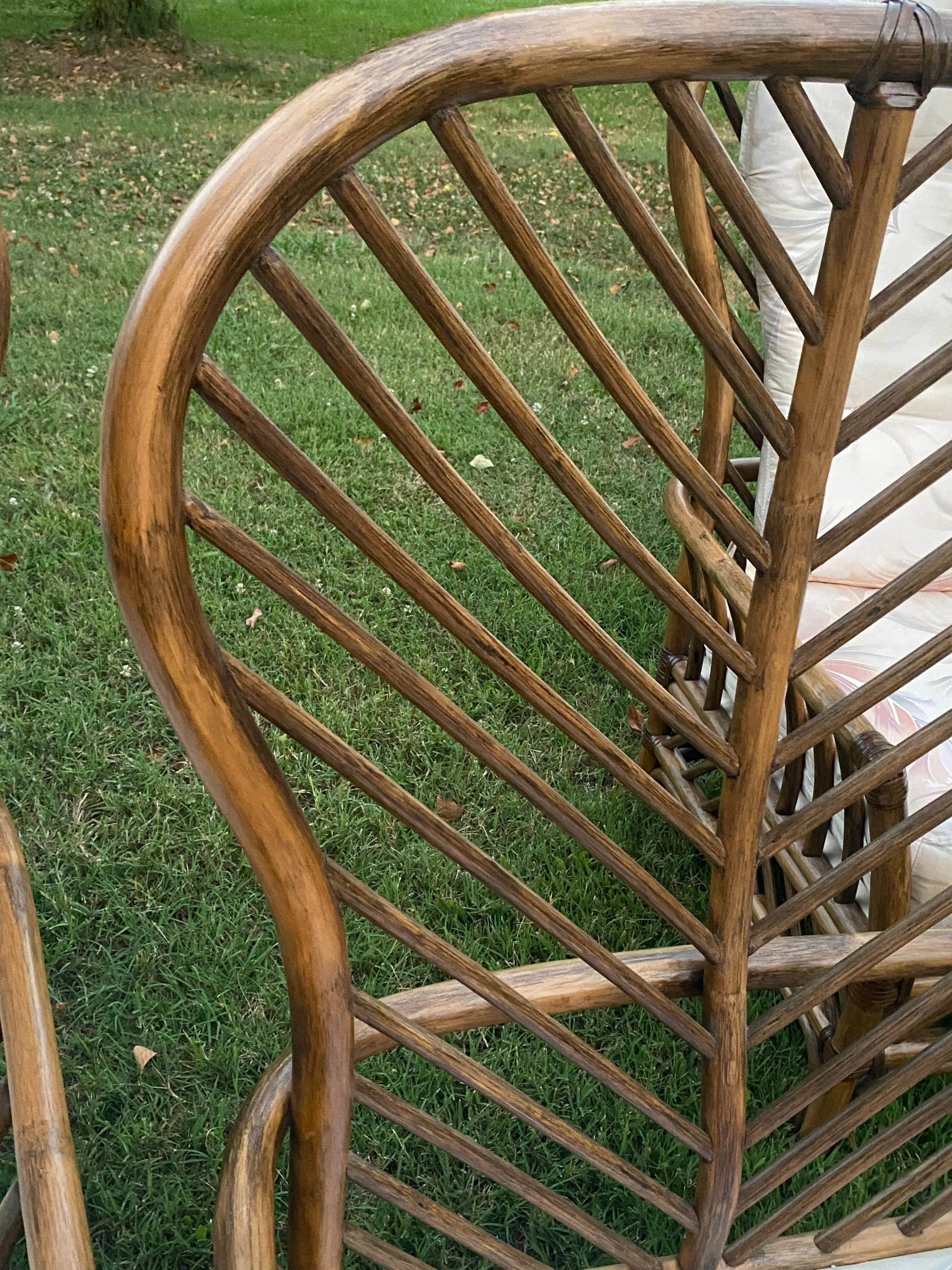 Set of 2 Large Vintage Rattan Chairs