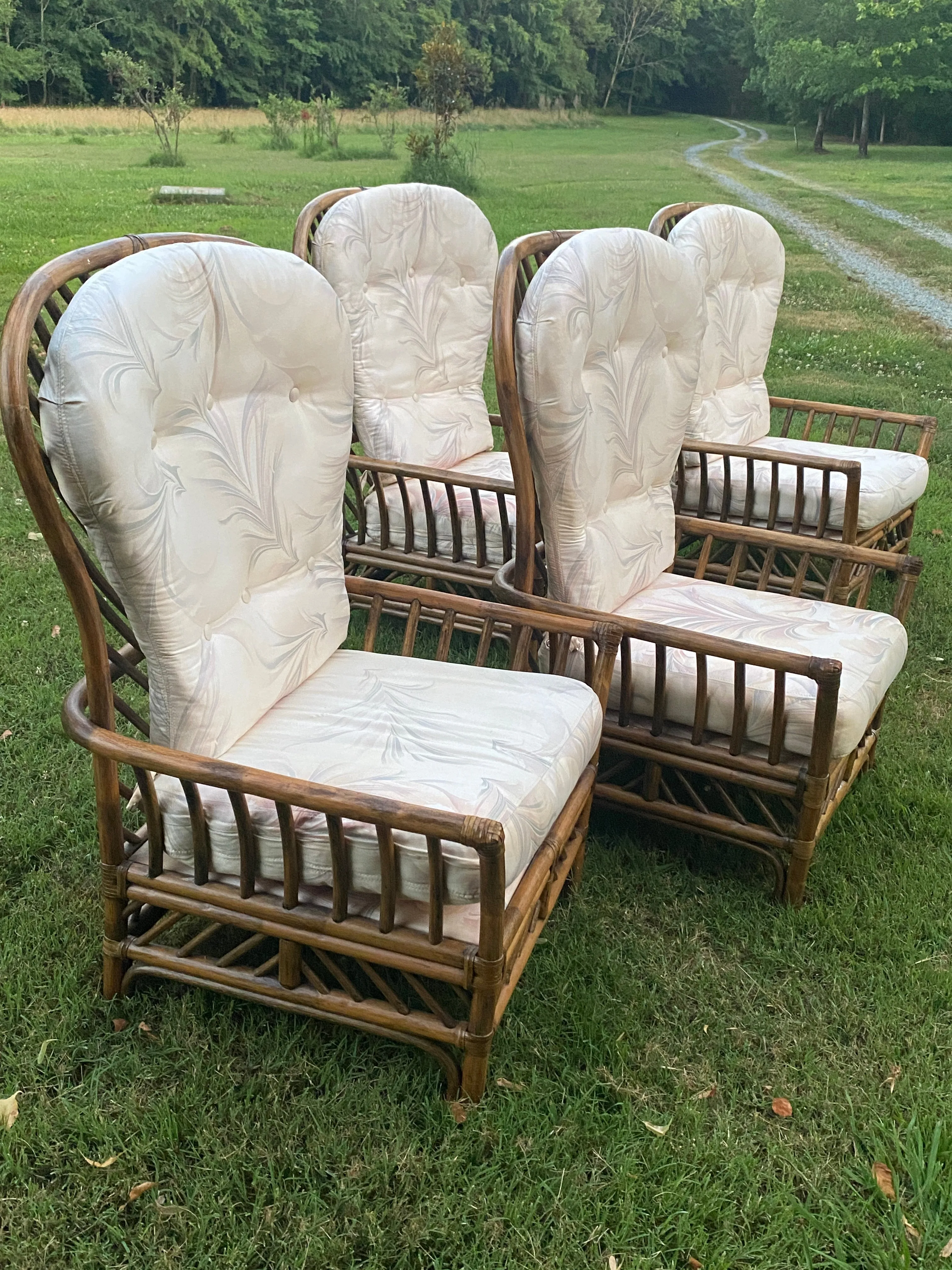 Set of 2 Large Vintage Rattan Chairs