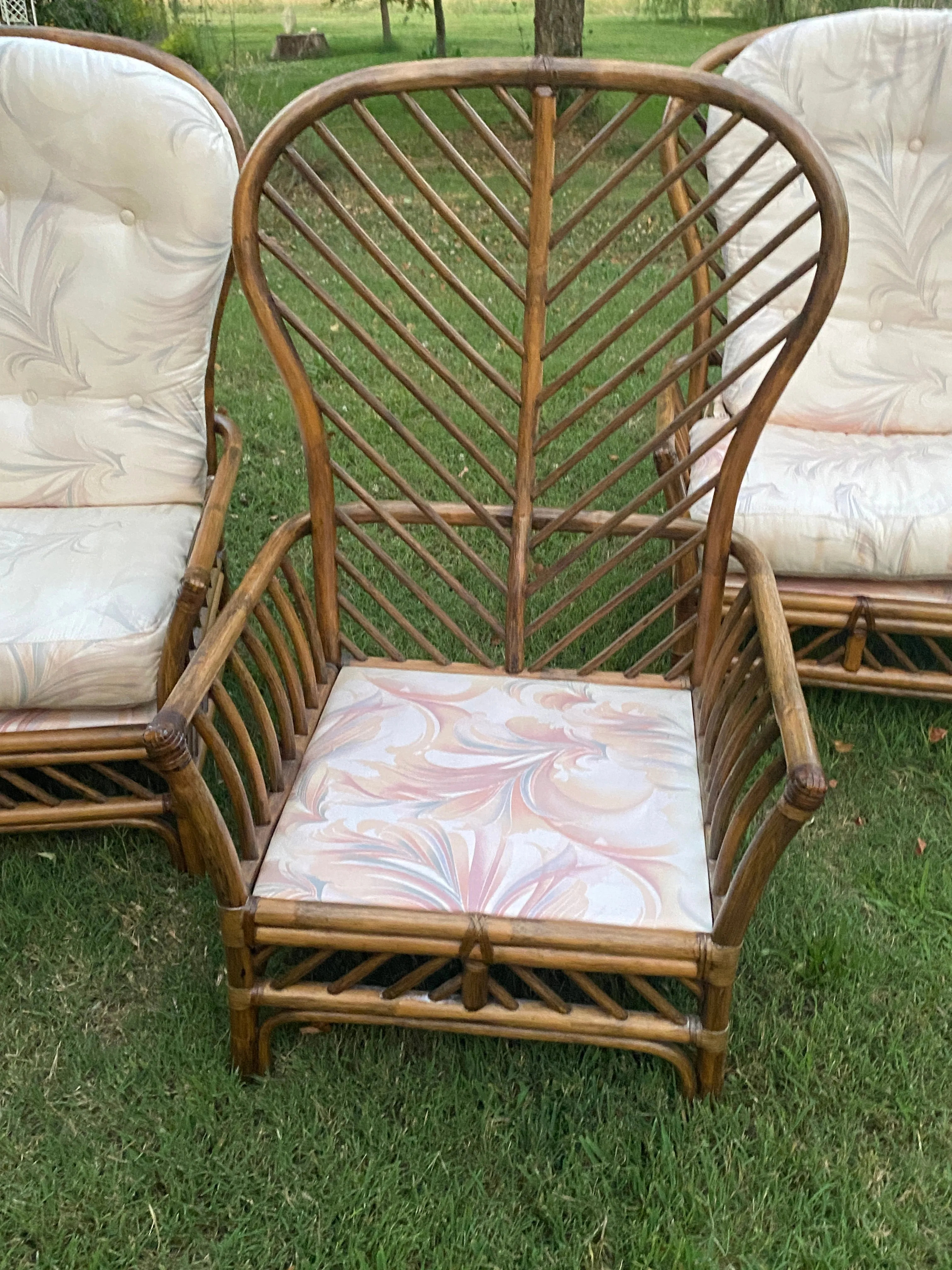 Set of 2 Large Vintage Rattan Chairs