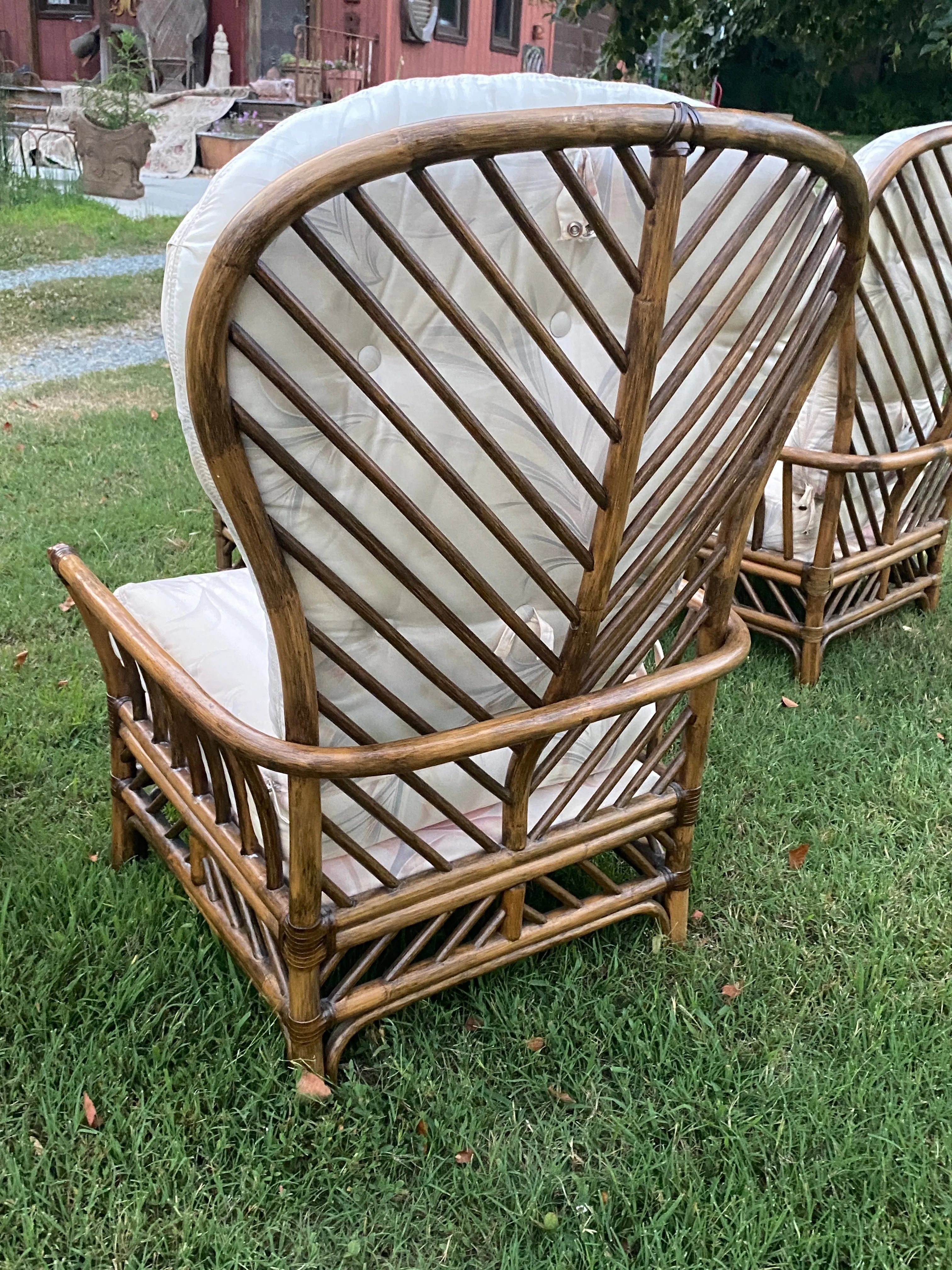 Set of 2 Large Vintage Rattan Chairs
