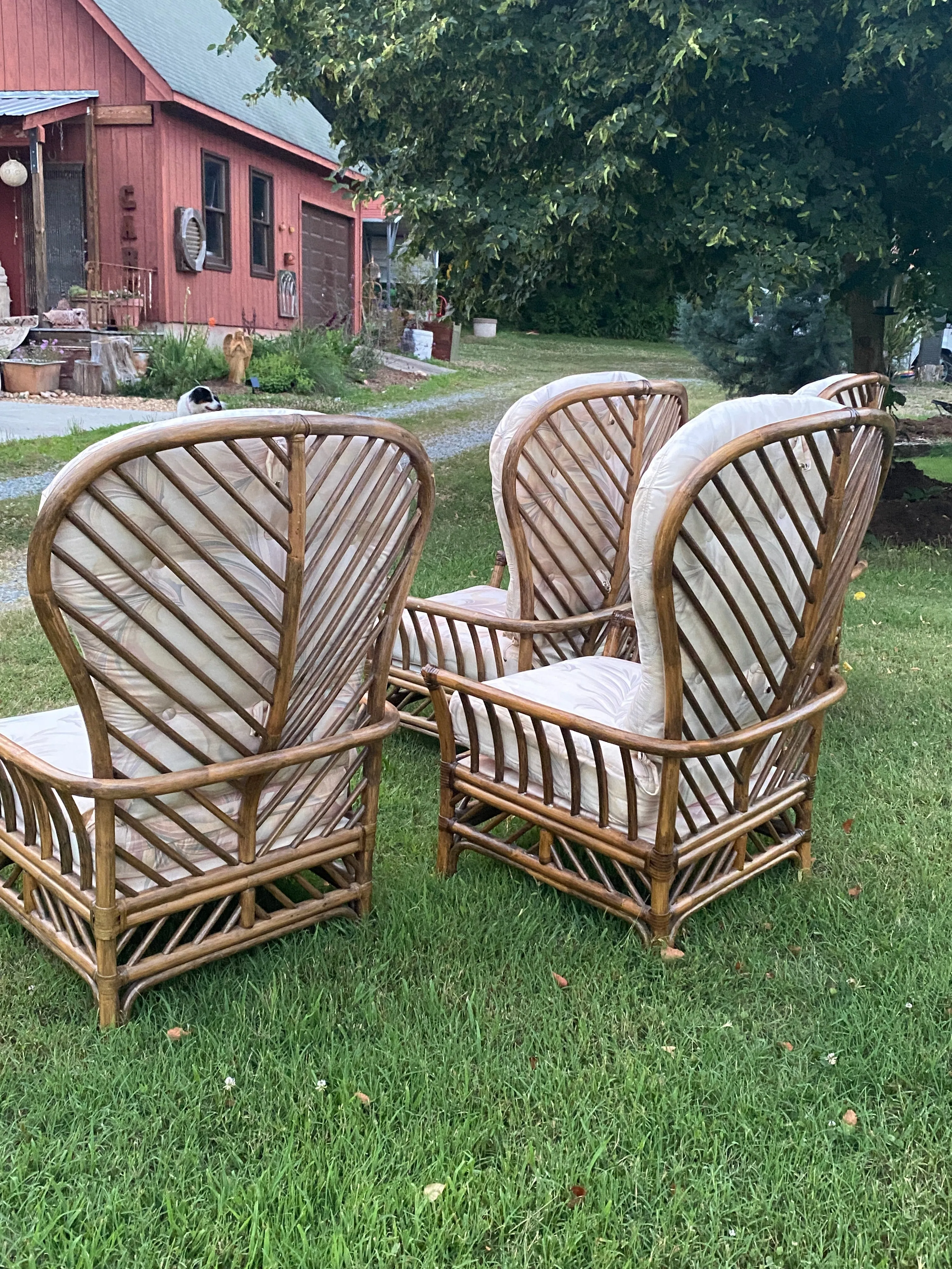 Set of 2 Large Vintage Rattan Chairs