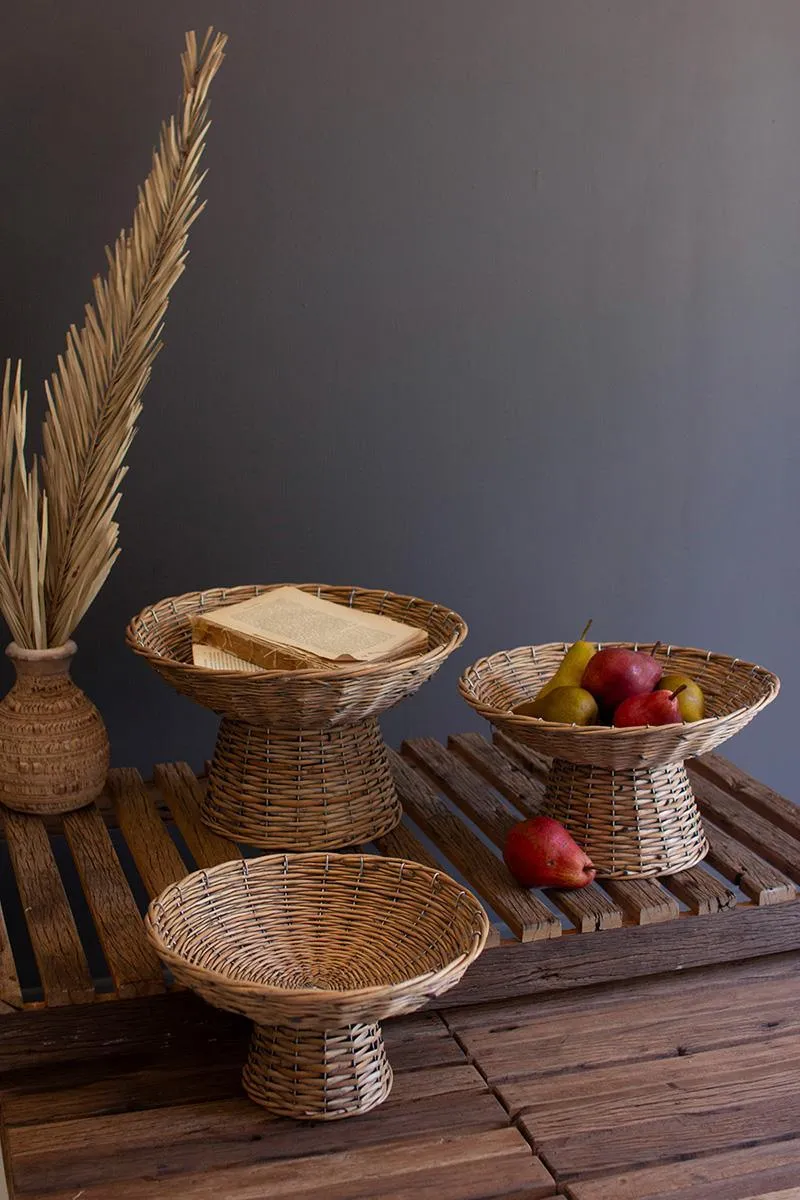 Set of 3 Wicker Compotes
