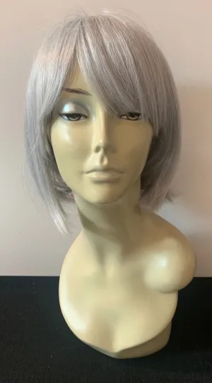 Short Bob Wig with Bangs - Grey