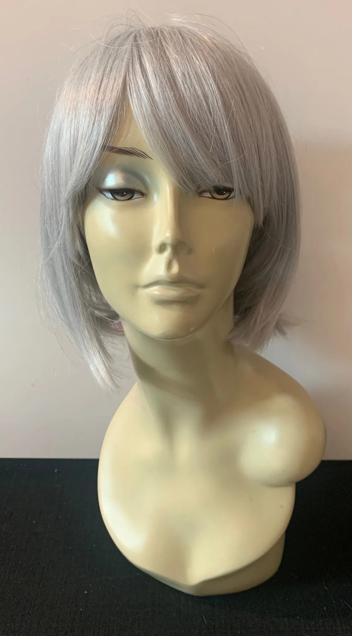 Short Bob Wig with Bangs - Grey
