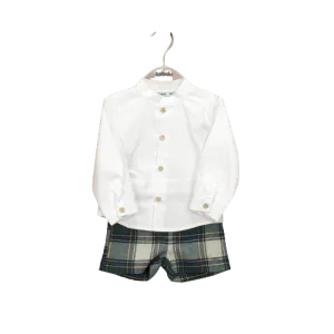 SHORT SET   MAO COLLAR SHIRT EMERALD