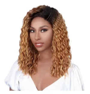 Shoulder Length Tight Curl Lace Front Wig - Ice Blue