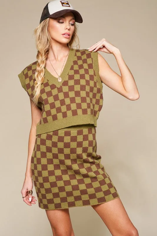 Sierra Checkered Pattern Knit Set
