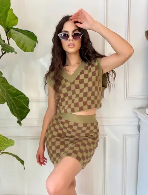 Sierra Checkered Pattern Knit Set