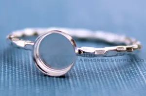 Silver Checkered Bezel Cup Ring blank